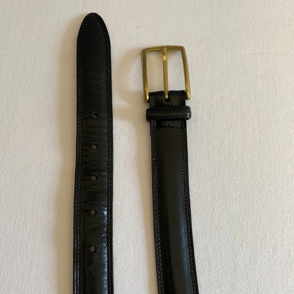 Grant Thomas Mens Belt 42/105 Black Leather Handcrafted In America Double Stitch - Picture 7 of 12